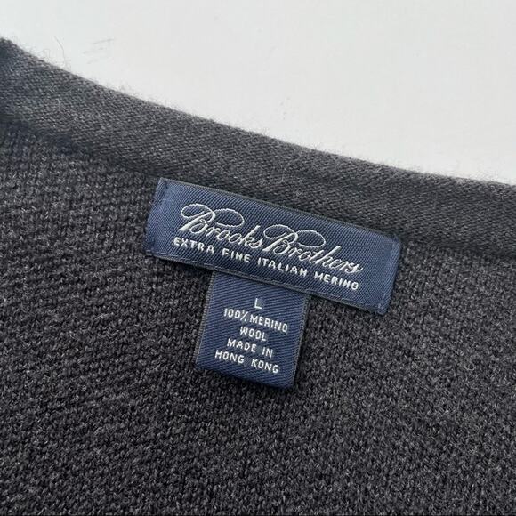 Brooks Brothers Italian Merino Wool V Neck Sweater Gray - Picture 3 of 4